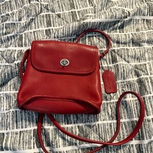Coach Red Crossbody Bag with Gold Accents
